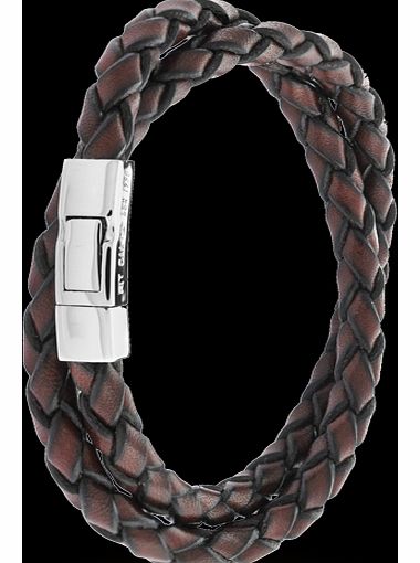 Mens Scoubidou Brown Leather Wrap