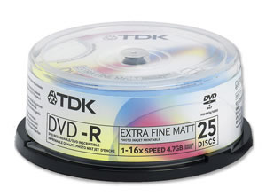 DVD-R Recordable Disk Inkjet Printable on