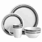 Handpainted Dinnerset 16pce Black