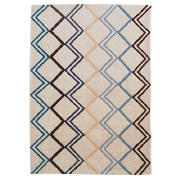 Ikat Zig Zag Design Acrylic Rug, Blue