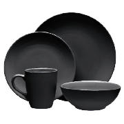 Tesco Mono Dinnerware Set 16 piece, Black