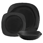 Tesco Mono square Dinnerware Set 12 piece, Black