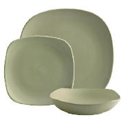 Tesco Mono square Dinnerware Set 12 piece, Green