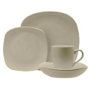 Tesco Mono square Dinnerware Set 16 piece, Stone