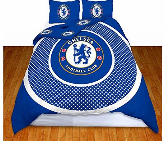 OFFICIAL LICENSED FOOTBALL TEAM CHELSEA FC BULLSEYE PANEL SPOT DOUBLE DUVET SET QUILT COVER BEDDING DOUBLE DUVET AND 2 x PILLOWCASE (TBDD2)