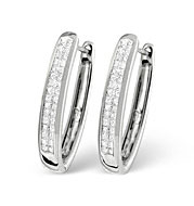 18K White Gold Invisible Set Hoop H/Si Diamond Earrings