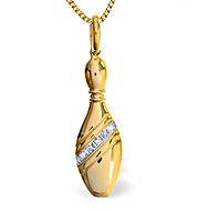 9K Gold Diamond Bowling Pin Pendant (0.02ct)