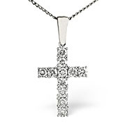 H/Si Cross Pendant 0.50CT Diamond 18KW