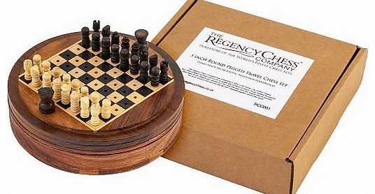 5 Inch Round Pegged Sheesham Travel Chess Set