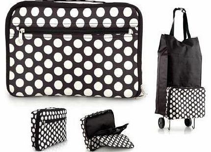 Foldable Shopping trolley , folds as a bag, polka dot