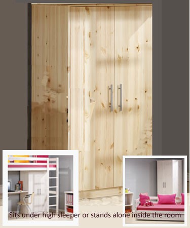 Lowrobe Wardrobe In Natural Pine Finish