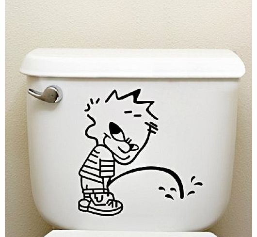  Funny Naughty Boy Style Waterproof DIY Toilet Seat Sticker Bathroom Decal Window Wall Car Sticker - Size S (Black)