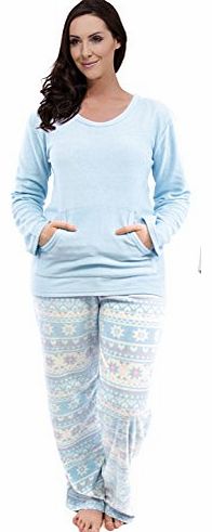 Tom Franks Ladies 2 Pc Fleece Pyjama Set, Fairisle Bottoms 