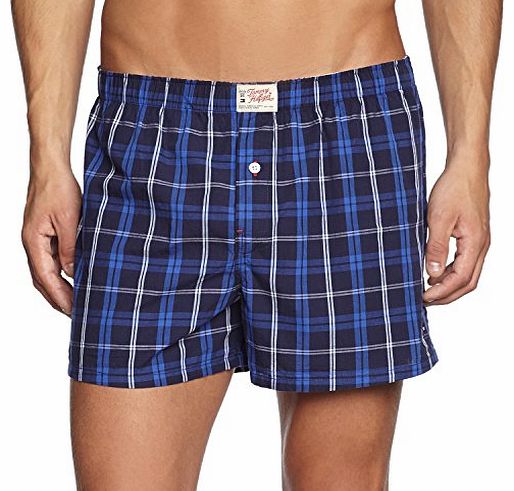 Mens Hans Woven Checkered Boxer Shorts, Blue (Peacoat), Large