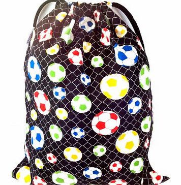 Kids Cotton Drawstring Gym/Swim/Shoe Bag - Footballs