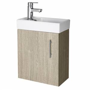 Oak Minimalist 400mm Cloakroom Compact Wall Hung