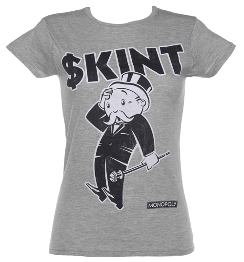 Ladies Grey Monopoly Skint T-Shirt