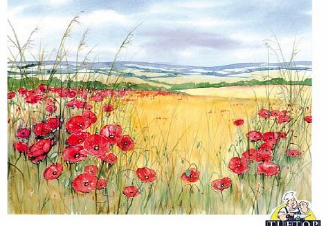 Premium Glass Chopping Board - Red Poppies Design Kitchen Worktop Saver Protector