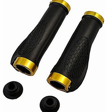 TM)2pcs New Locking Bmx Mtb Mountain Bike Cycle Bicycle Handle Bar Grips Gold