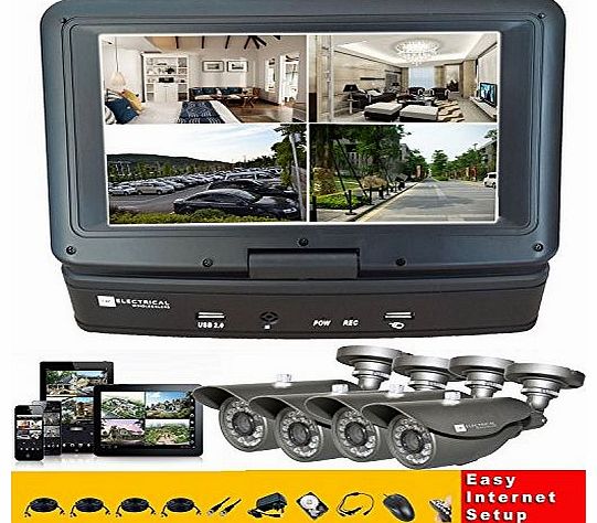 CCTV system 4X 900TVL , 7`` LCD Monitor, 4CH LCD/DVR COMBO 500GB Hard Drive