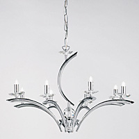 Stylish hanging fixture in a polished chrome finish with crystal glass sconces and attractive centre