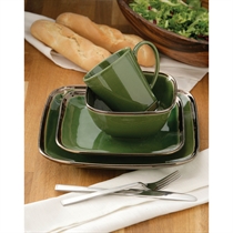 Unbranded 16 Piece Bronze Verde Square Dinner Set