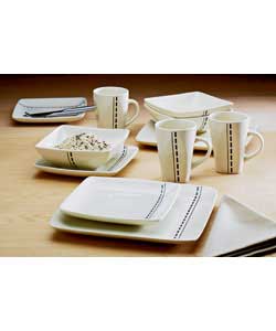 16 Piece Seam Stoneware Dinner Set