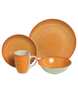 Unbranded 16 Piece Spinwash Dinner Set - Orange