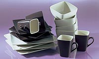 16pc Square Chocolate / Cream Dinner Set