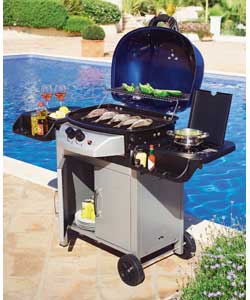 2 Burner Gas BBQ with Side Burner and Cabinet