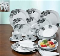 20 Piece Black And White Flower Dinner Set Offer