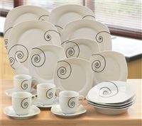 20-piece square porcelain dinner set comprises 4 each: 27.3cm (10¾&quote;) square dinner