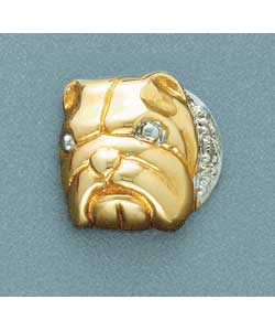 9ct Gold Mens Diamond Set Bulldog Stud