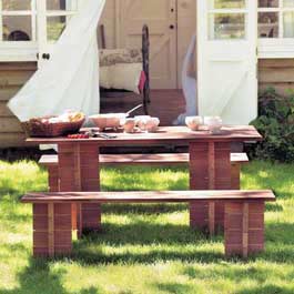 The Alexander Rose City Table and 2 Bench set is made using Mahogany. This is a great quality hardwo