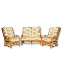 Rattan frame with solid foam seats.Comprises a sof