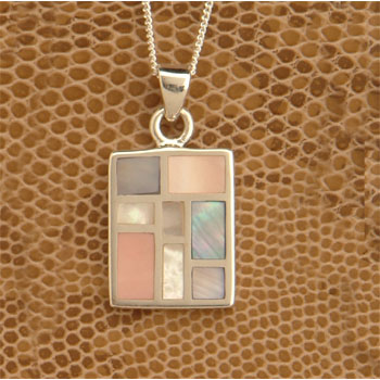 Coloured Shell Rectangular Pendant