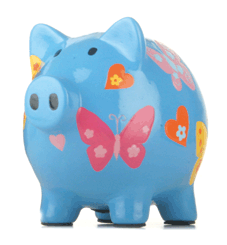 Saving the pennies has never been more appealing with this super-cute piggy bank...put your spare ch