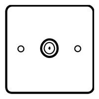 (H)88 x (W)88 mm, BS 3041, 1 gang TV/FM Co-axial socket with clear insert, Co-ordinated flat headed