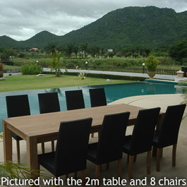 Hamilton Dining Set consisting of 10 Hamilton Chairs and a 2.4 Hamilton Teak Table available at Rawg