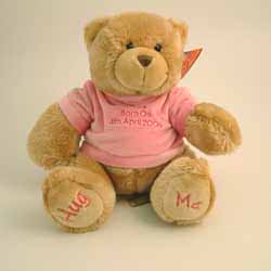 This beautiful hand made Hug Me soft teddy comes in 4 colours and is 25cms high from sitting  with