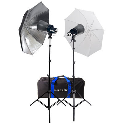 Unbranded Interfit INT114 SXT3200 2 Head Twin Umbrella Kit