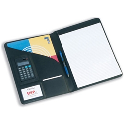 20 sheet writing padBuilt-in euro solar calculatorPen loops and pocketsWxDxH (When closed):