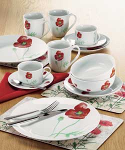 Poppy 20 Piece Dinner Set with 4 Free Mugs