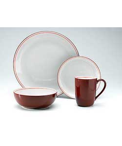 Unbranded Red Bistro 16 Piece Fine China Dinner Set