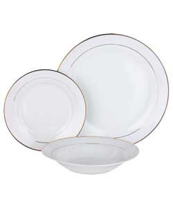 Unbranded Set of 12 Gold Rim Porcelain Dinner Set