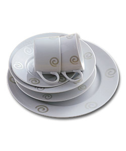 Silver Swirls 20 Piece Dinner Set