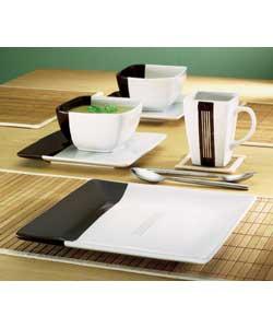 Square Coffee Latte 16 Piece Stoneware Dinner Set