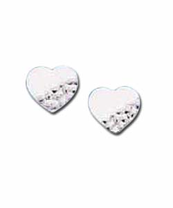 Sterling Silver Artizan Beaten Heart Studs