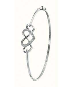 Sterling Silver Cubic Zirconia Triple Heart Bangle