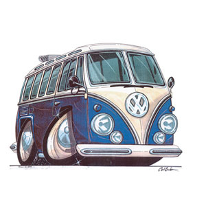 VW split screen Camper - Blue Kids T-shirt